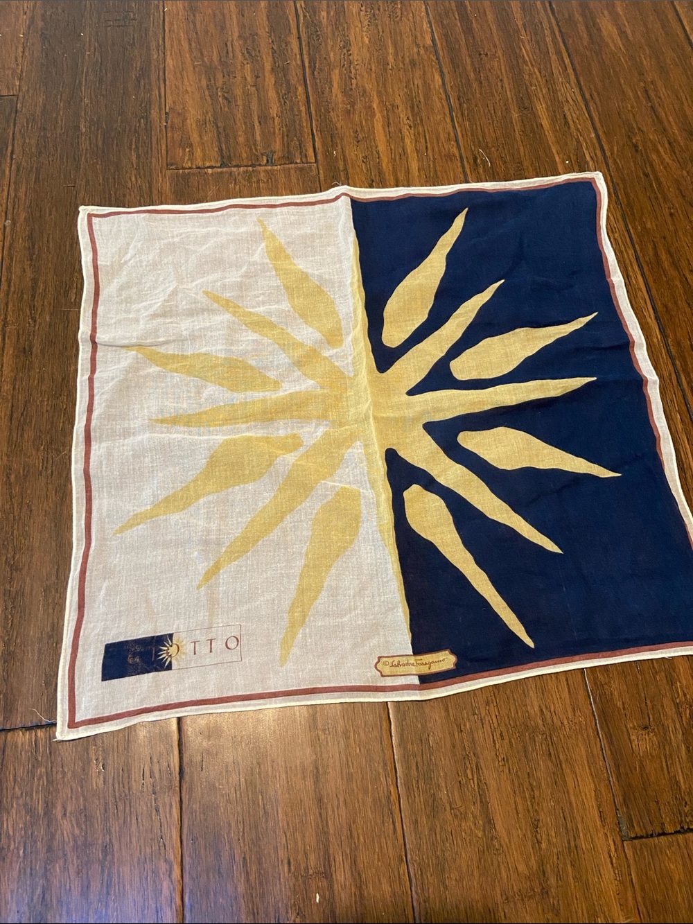Salvatore Ferragamo Two-Tone Sunburst Scarf - Navy, Ivory & Gold